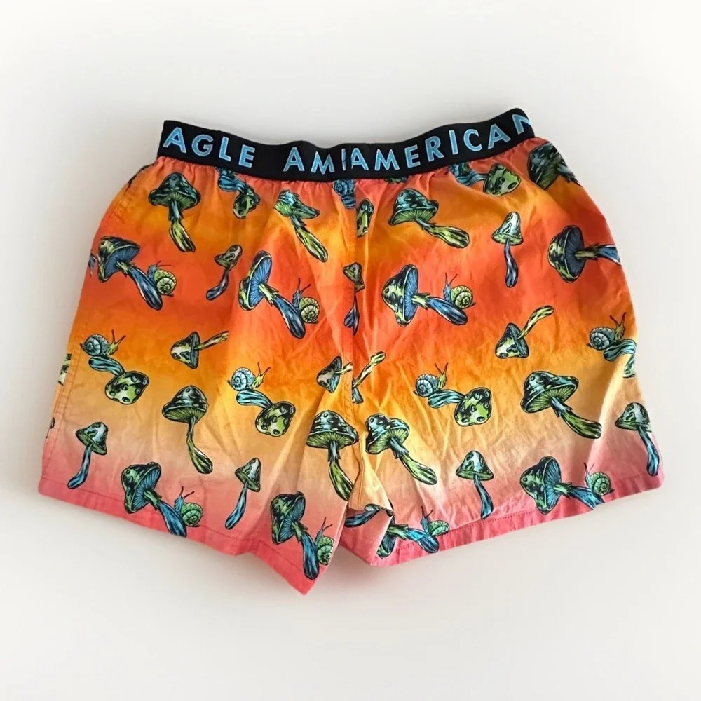 American‎ Eagle Men Boxer Shorts Lounge Medium Mushroom/Psilocybin-Themed Cotton